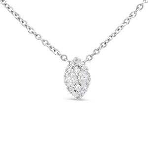 Haus of Brilliance 14K White Gold Diamond Marquise Necklace 18"